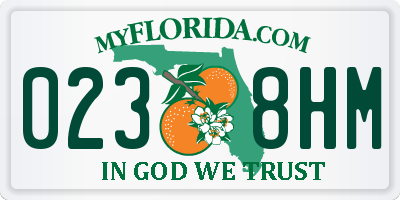 FL license plate 0238HM
