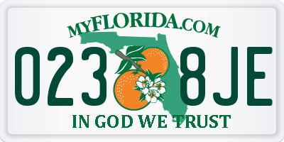 FL license plate 0238JE
