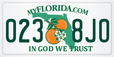FL license plate 0238JO