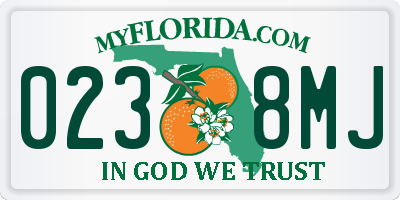 FL license plate 0238MJ