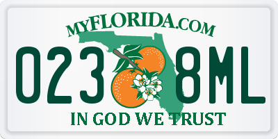 FL license plate 0238ML