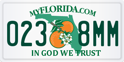 FL license plate 0238MM