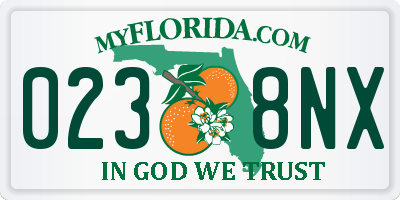 FL license plate 0238NX
