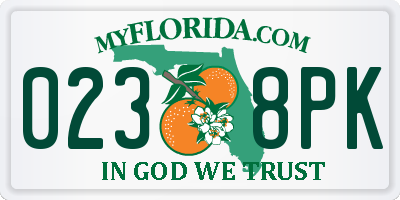 FL license plate 0238PK