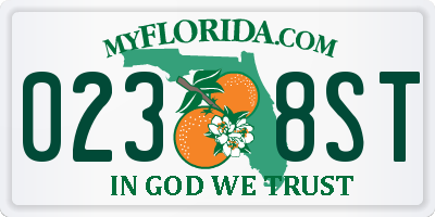FL license plate 0238ST