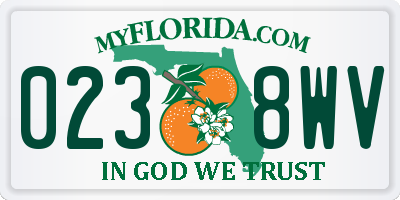 FL license plate 0238WV