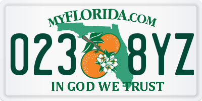 FL license plate 0238YZ