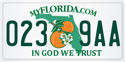 FL license plate 0239AA
