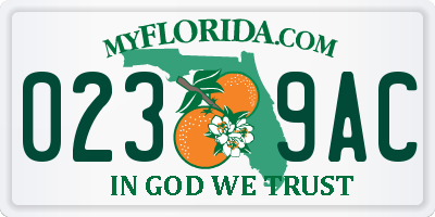 FL license plate 0239AC