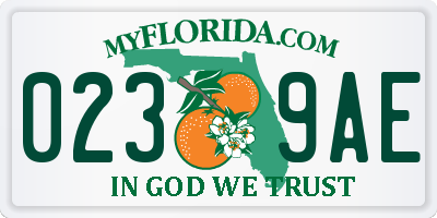 FL license plate 0239AE