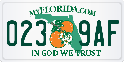 FL license plate 0239AF