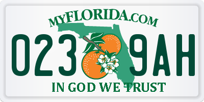 FL license plate 0239AH
