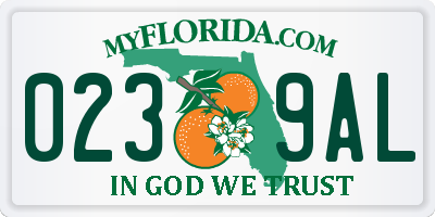 FL license plate 0239AL