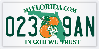 FL license plate 0239AN
