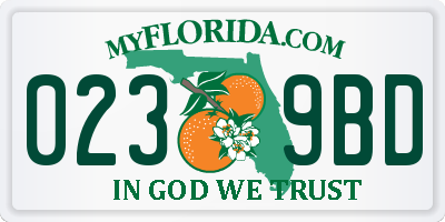 FL license plate 0239BD