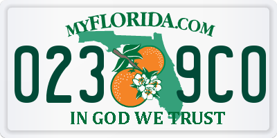 FL license plate 0239CO