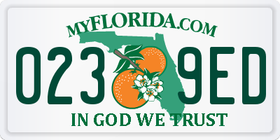 FL license plate 0239ED