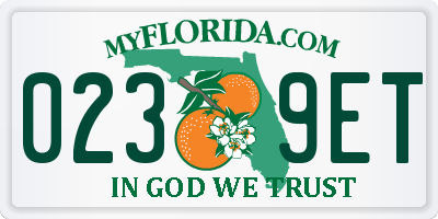 FL license plate 0239ET