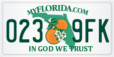 FL license plate 0239FK