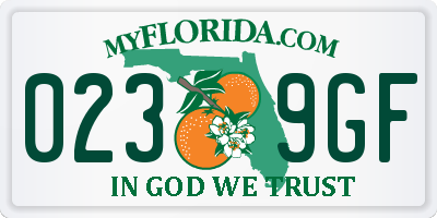 FL license plate 0239GF