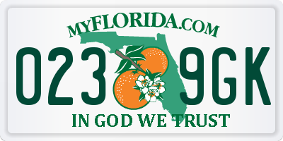 FL license plate 0239GK