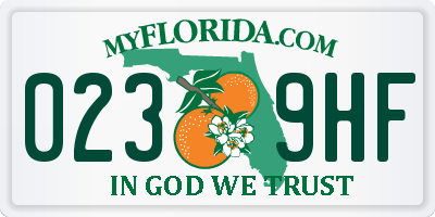 FL license plate 0239HF