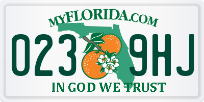 FL license plate 0239HJ