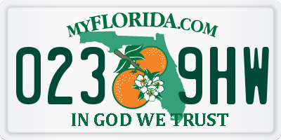 FL license plate 0239HW