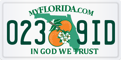 FL license plate 0239ID