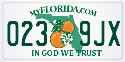 FL license plate 0239JX