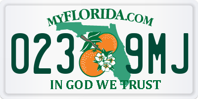 FL license plate 0239MJ