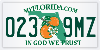 FL license plate 0239MZ