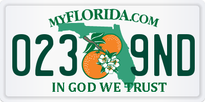 FL license plate 0239ND