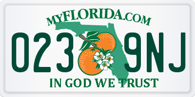 FL license plate 0239NJ