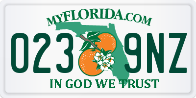FL license plate 0239NZ
