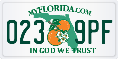 FL license plate 0239PF