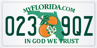 FL license plate 0239QZ
