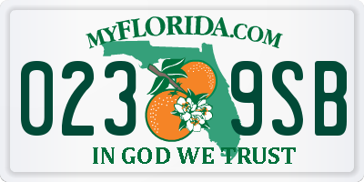 FL license plate 0239SB