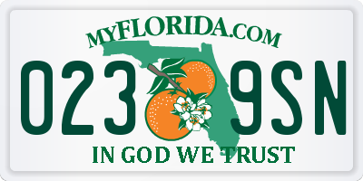 FL license plate 0239SN