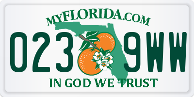 FL license plate 0239WW