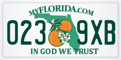 FL license plate 0239XB