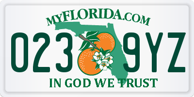 FL license plate 0239YZ