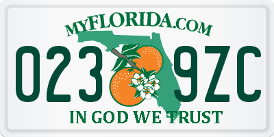 FL license plate 0239ZC
