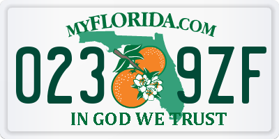 FL license plate 0239ZF