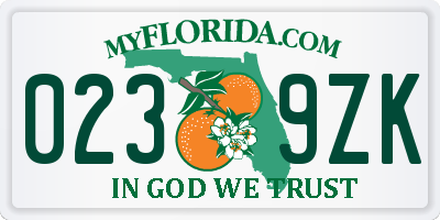 FL license plate 0239ZK
