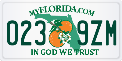 FL license plate 0239ZM