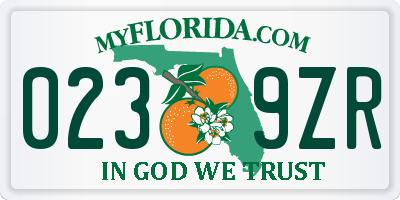 FL license plate 0239ZR