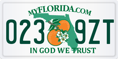 FL license plate 0239ZT