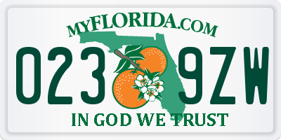 FL license plate 0239ZW