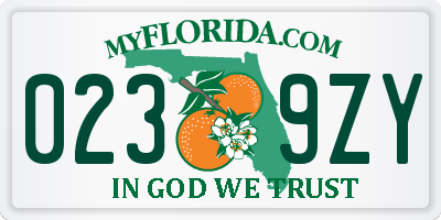 FL license plate 0239ZY